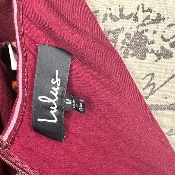 The Lulus Ardleigh Burgundy Floral Print Off-the-Shoulder Dress M 3/4 sleeve EUC - Picture 11 of 11